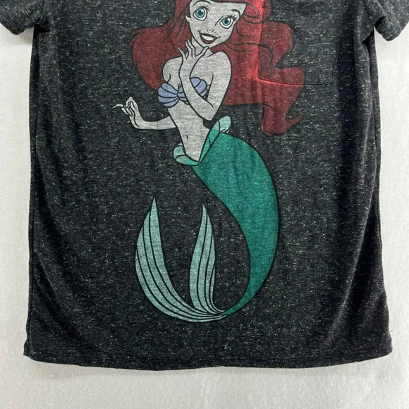 Disney Little Mermaid Women's T Shirt Sz M Black Round Neck Short Sleeve Pocket - Picture 7 of 11